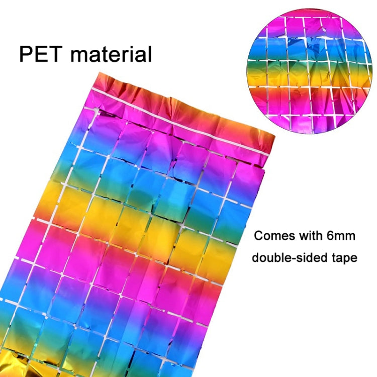2 PCS Birthday Party Decoration Colorful Square Rain Curtain(1mx2m)