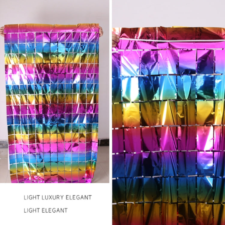 2 PCS Birthday Party Decoration Colorful Square Rain Curtain(1mx2m)