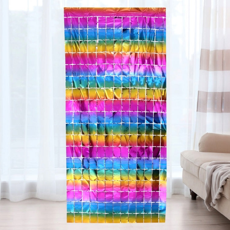 2 PCS Birthday Party Decoration Colorful Square Rain Curtain(1mx2m)