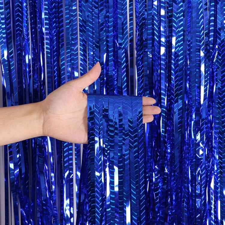 2 PCS Laser Rain Curtain Birthday Party Background Wall Decoration, Color: 2.5M Blue
