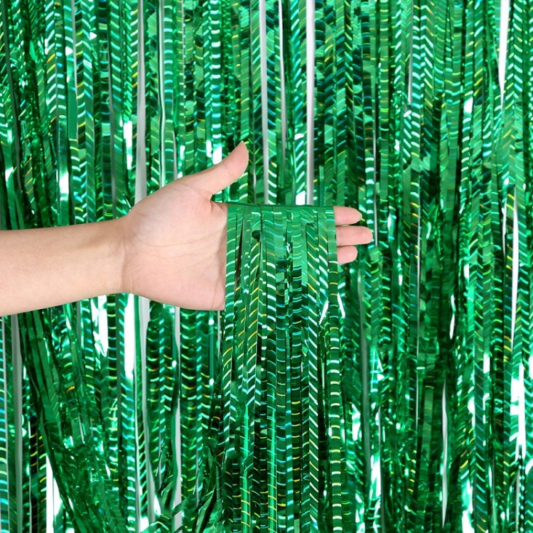 2 PCS Laser Rain Curtain Birthday Party Background Wall Decoration, Color: 2.5M Green