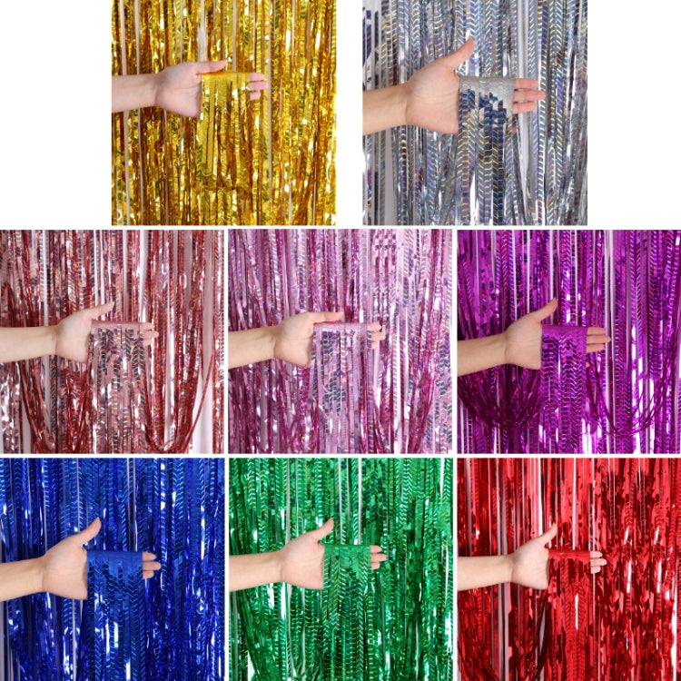 2 PCS Laser Rain Curtain Birthday Party Background Wall Decoration, Color: 3M Gold