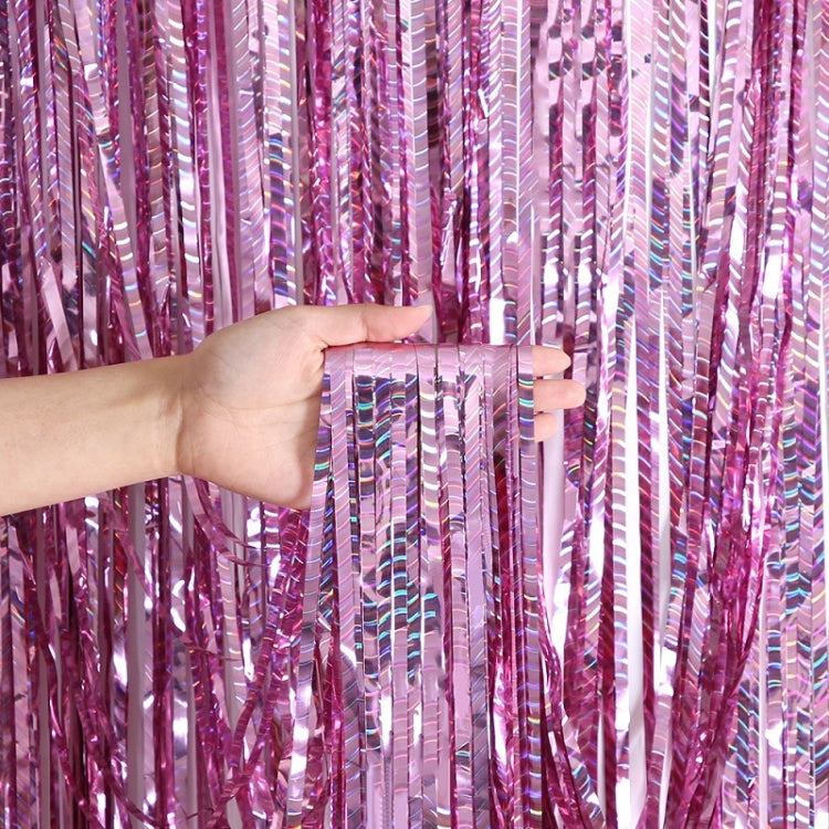 2 PCS Laser Rain Curtain Birthday Party Background Wall Decoration, Color: 3M Pink