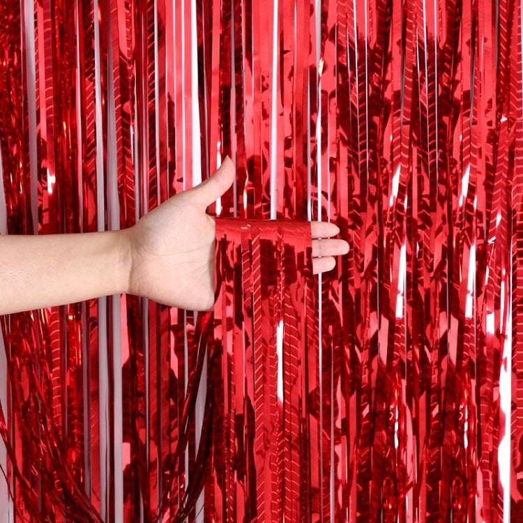 2 PCS Laser Rain Curtain Birthday Party Background Wall Decoration, Color: 3M Red