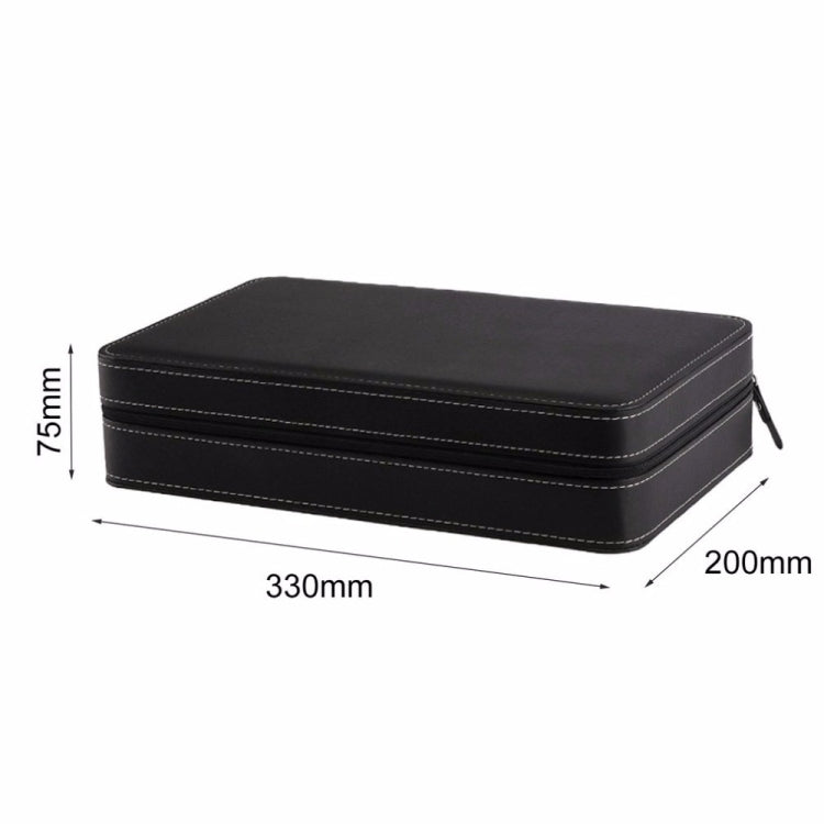 12 Bit Zipper Watch Box Storage Display Box PU Zipper Bag Watch Box(Black)