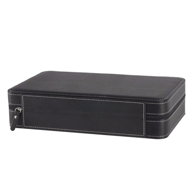 12 Bit Zipper Watch Box Storage Display Box PU Zipper Bag Watch Box(Black)