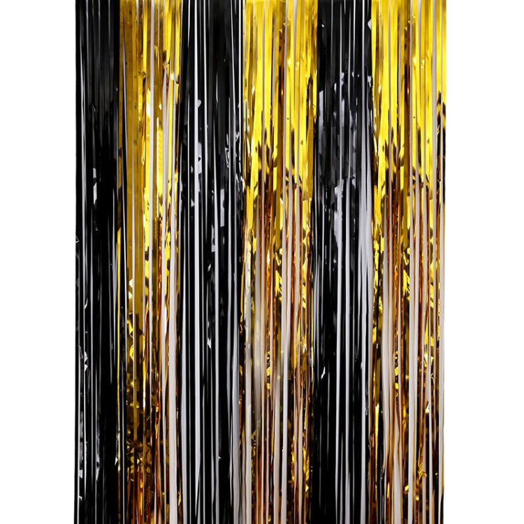 2 PCS Black And Gold Rain Curtain Festival Party Decoration Props, Size: 1x2M