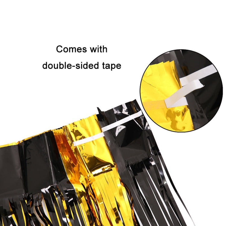 2 PCS Black And Gold Rain Curtain Festival Party Decoration Props, Size: 1x2.5M