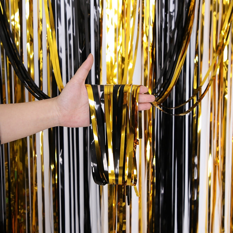 2 PCS Black And Gold Rain Curtain Festival Party Decoration Props, Size: 1x3M