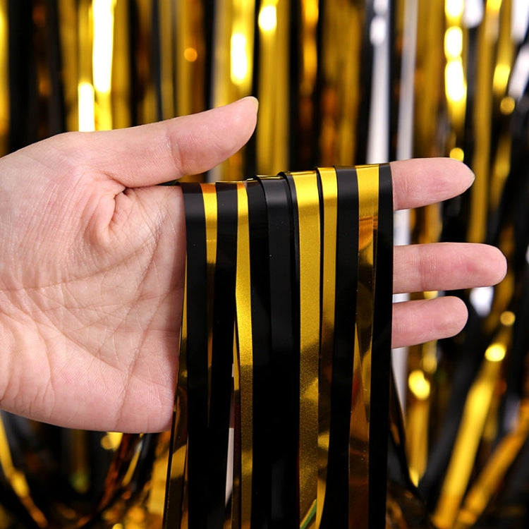 2 PCS Black And Gold Rain Curtain Festival Party Decoration Props, Size: 1x4M