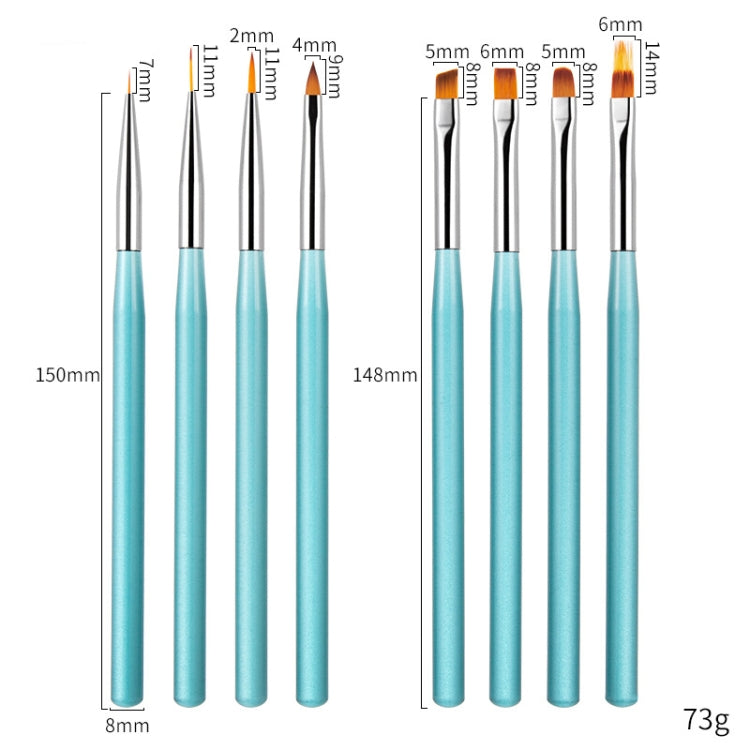 8 In 1 Pull Line Smudged Carved Painted Nail Art Brush Set