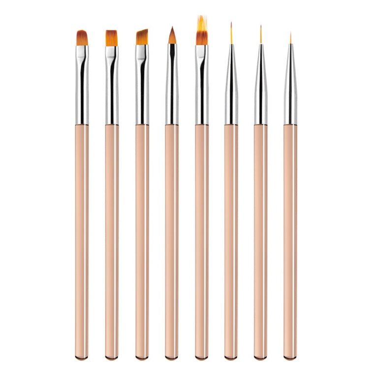 8 In 1 Pull Line Smudged Carved Painted Nail Art Brush Set