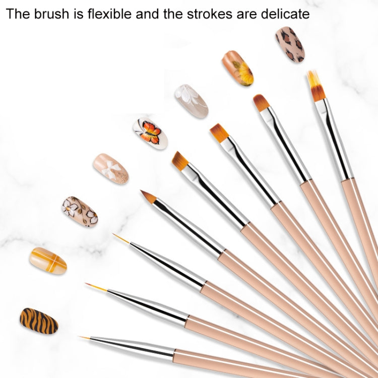 8 In 1 Pull Line Smudged Carved Painted Nail Art Brush Set