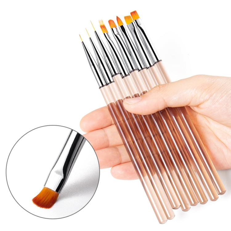 8 In 1 Pull Line Smudged Carved Painted Nail Art Brush Set