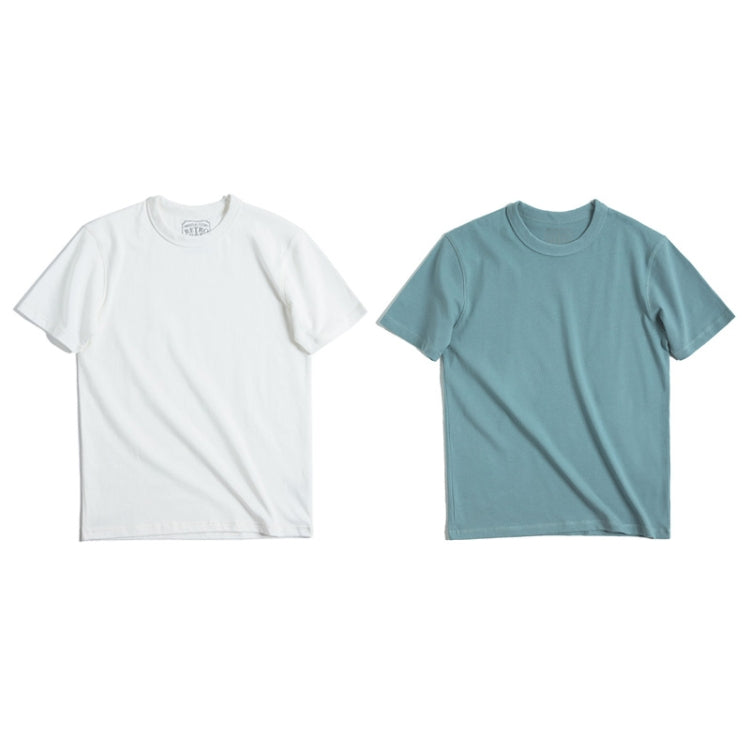 W2001220 Retro Round Neck Thick Carbon Brushed T-Shirt Men Loose Cotton Short Sleeves, Size: