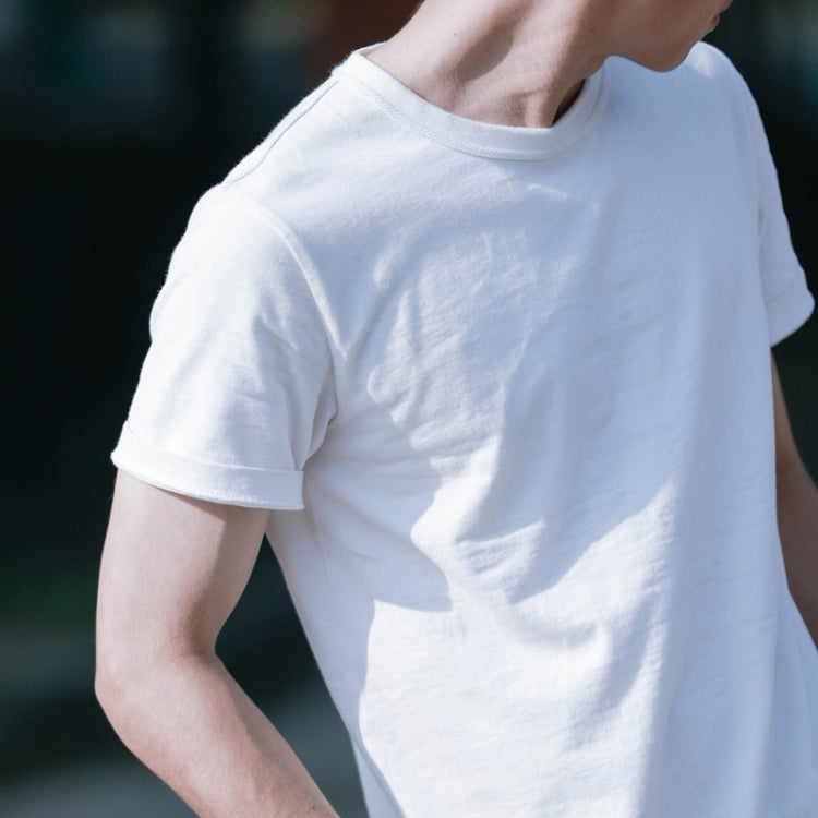 W2001220 Retro Round Neck Thick Carbon Brushed T-Shirt Men Loose Cotton Short Sleeves, Size: