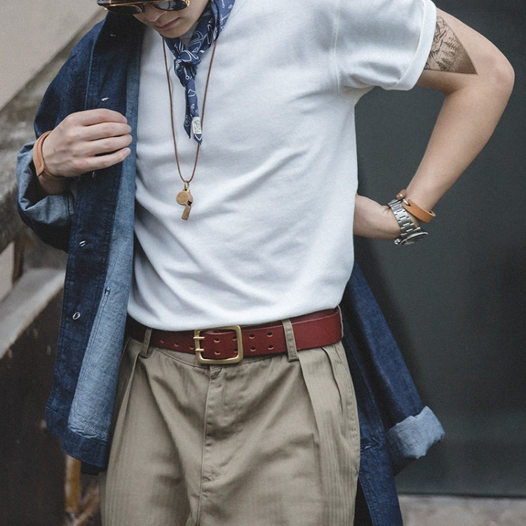 W2001220 Retro Round Neck Thick Carbon Brushed T-Shirt Men Loose Cotton Short Sleeves, Size: