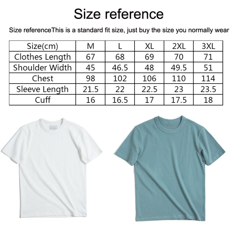 W2001220 Retro Round Neck Thick Carbon Brushed T-Shirt Men Loose Cotton Short Sleeves, Size: