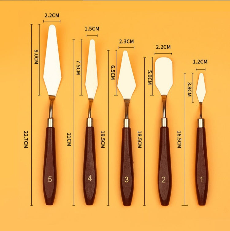 10 PCS Wooden Handle 5 Acrylic Painting Gouache Paint Knife
