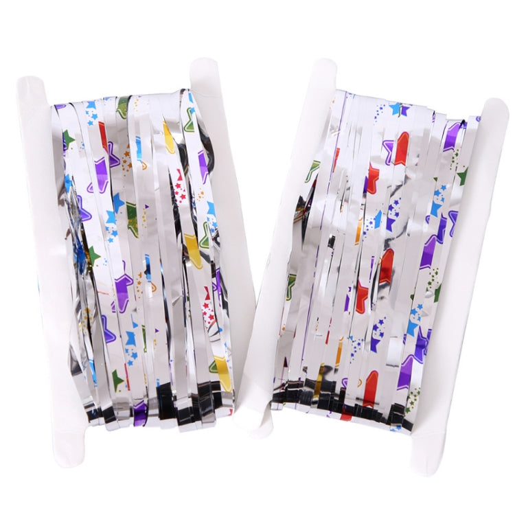 2 PCS Colorful Five-Pointed Star Rain Silk Curtain Birthday Party Decoration(1x2M)