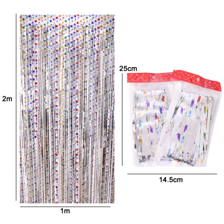 2 PCS Colorful Five-Pointed Star Rain Silk Curtain Birthday Party Decoration(1x2M)