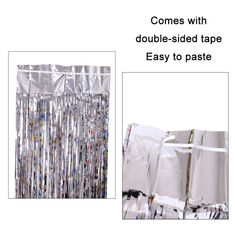 2 PCS Colorful Five-Pointed Star Rain Silk Curtain Birthday Party Decoration(1x2M)