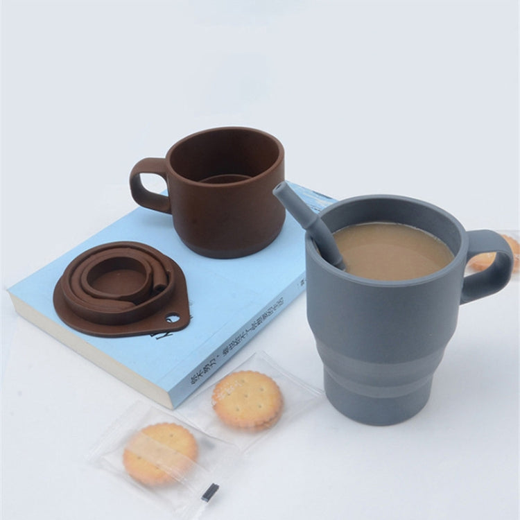 350ML Silicone Folding Water Cup with Lid and Straw