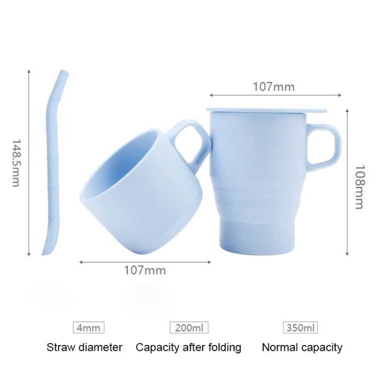 350ML Silicone Folding Water Cup with Lid and Straw
