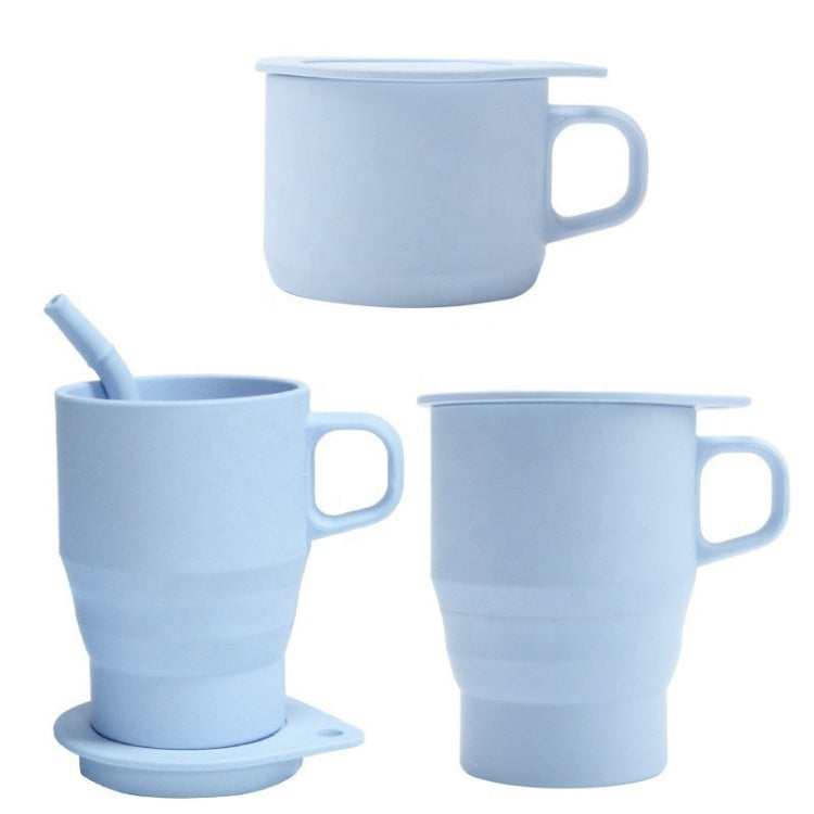 350ML Silicone Folding Water Cup with Lid and Straw