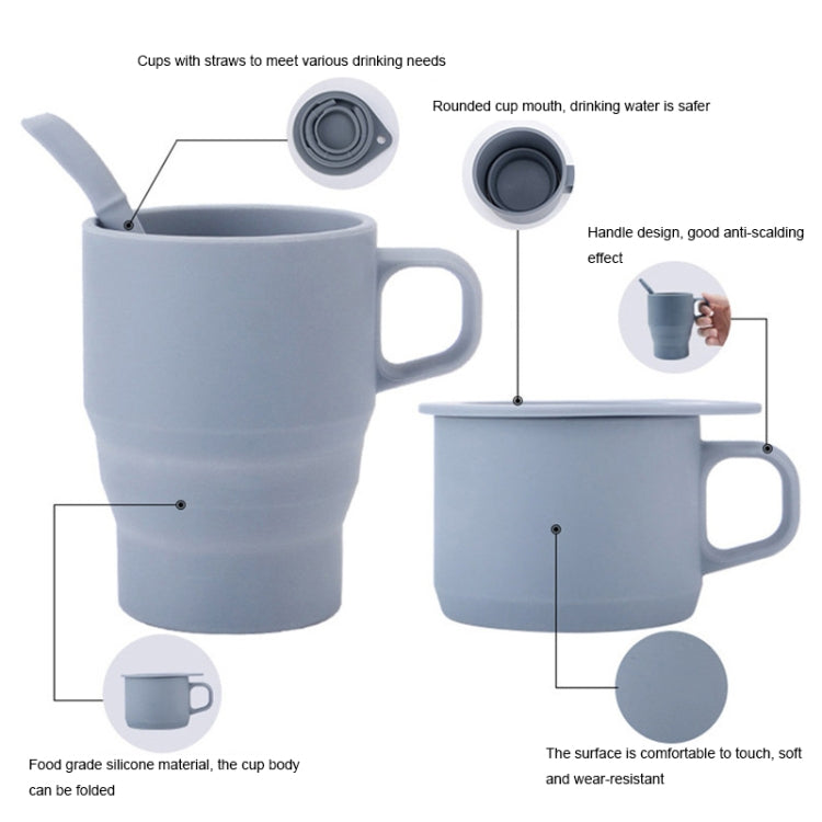 350ML Silicone Folding Water Cup with Lid and Straw