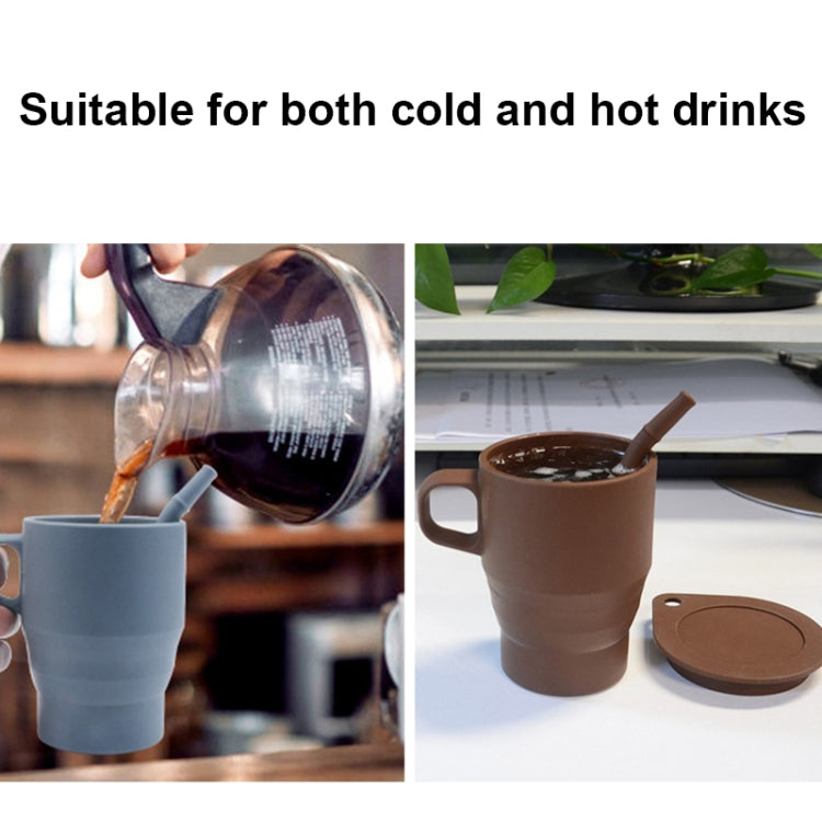 350ML Silicone Folding Water Cup with Lid and Straw