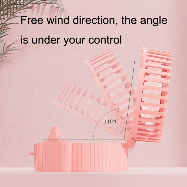 Folding Mini USB Fan Student Colorful Night Light Spray Humidified Fan, Style: Regular Model (Green)