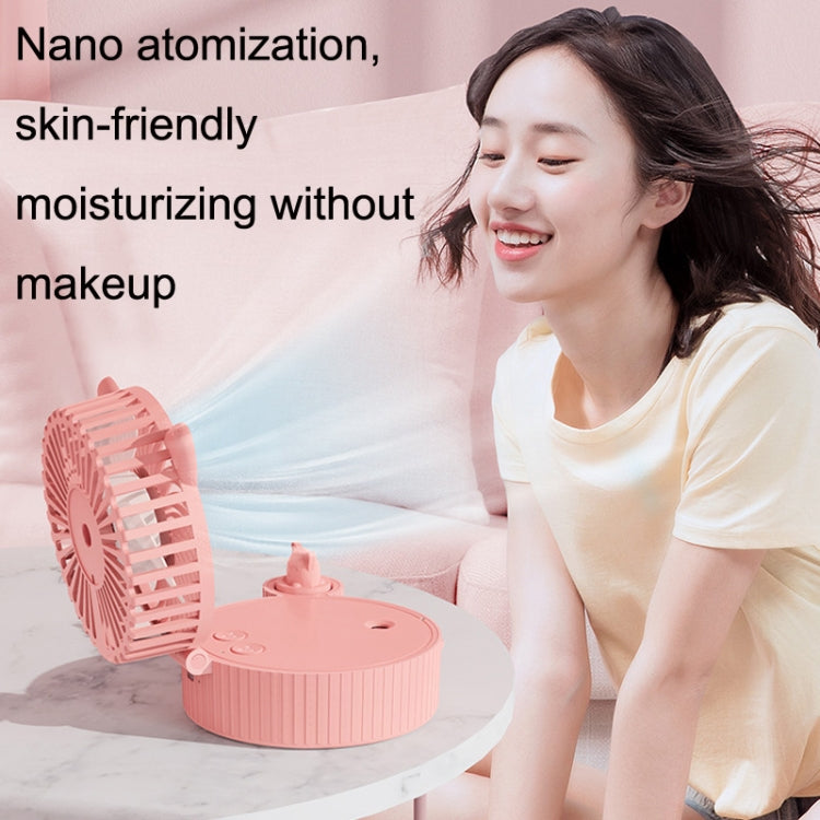 Folding Mini USB Fan Student Colorful Night Light Spray Humidified Fan, Style: Regular Model (Green)