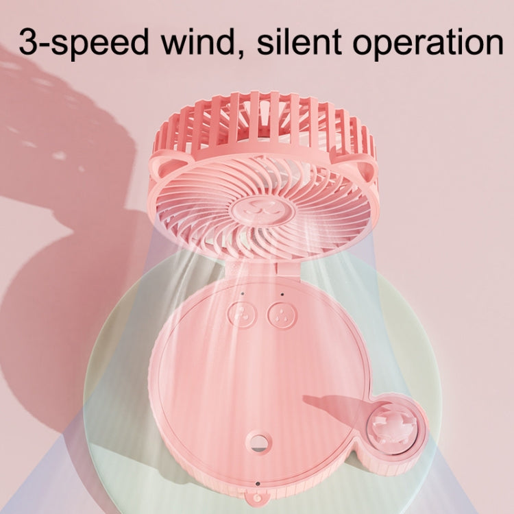 Folding Mini USB Fan Student Colorful Night Light Spray Humidified Fan, Style: Colorful Model (White)