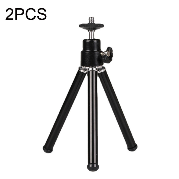 2PCS Projector Phone Stand Desktop Portable Telescopic Mini Metal Tripod, Style: 2 Sections (Black)