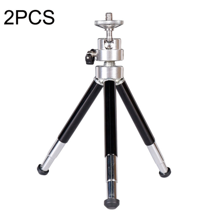 2PCS Projector Phone Stand Desktop Portable Telescopic Mini Metal Tripod, Style: 3 Sections (Black)