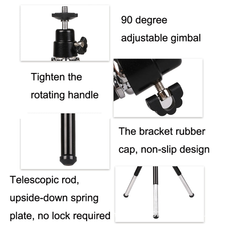 2PCS Projector Phone Stand Desktop Portable Telescopic Mini Metal Tripod, Style: 3 Sections (Black)