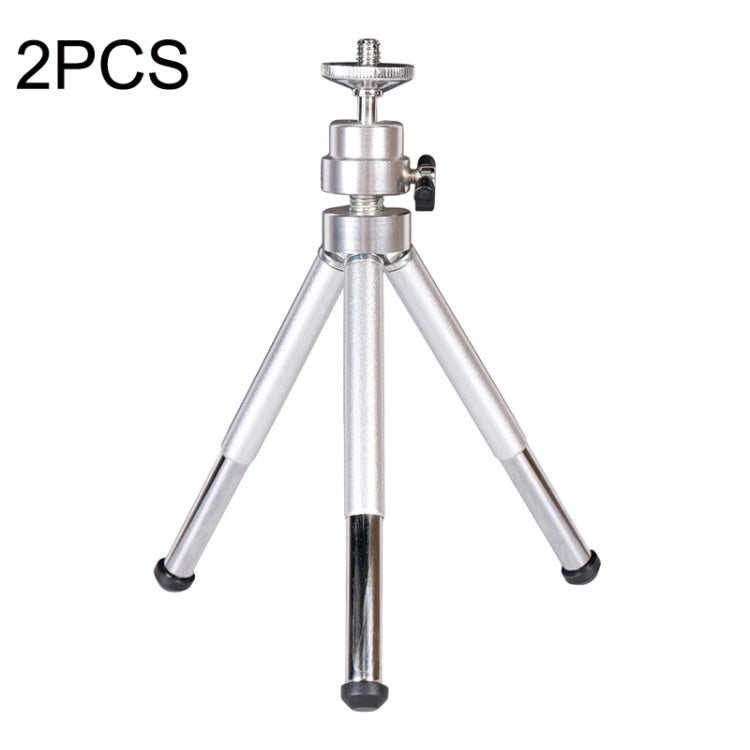 2PCS Projector Phone Stand Desktop Portable Telescopic Mini Metal Tripod, Style: 3 Sections (Silver)