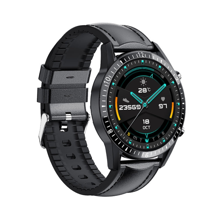 I9 1.3 Inch Heart Rate/Blood Pressure/Blood Oxygen Monitoring Watch, Color: Black Leather