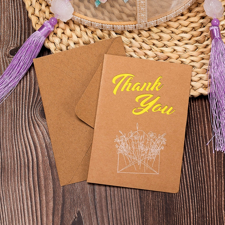 20 PCS Retro Hollow Kraft Blessing Card with Envelope