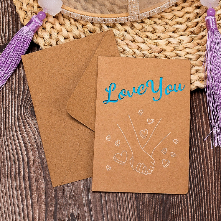 20 PCS Retro Hollow Kraft Blessing Card with Envelope
