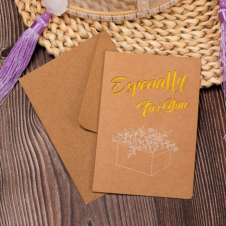 20 PCS Retro Hollow Kraft Blessing Card with Envelope