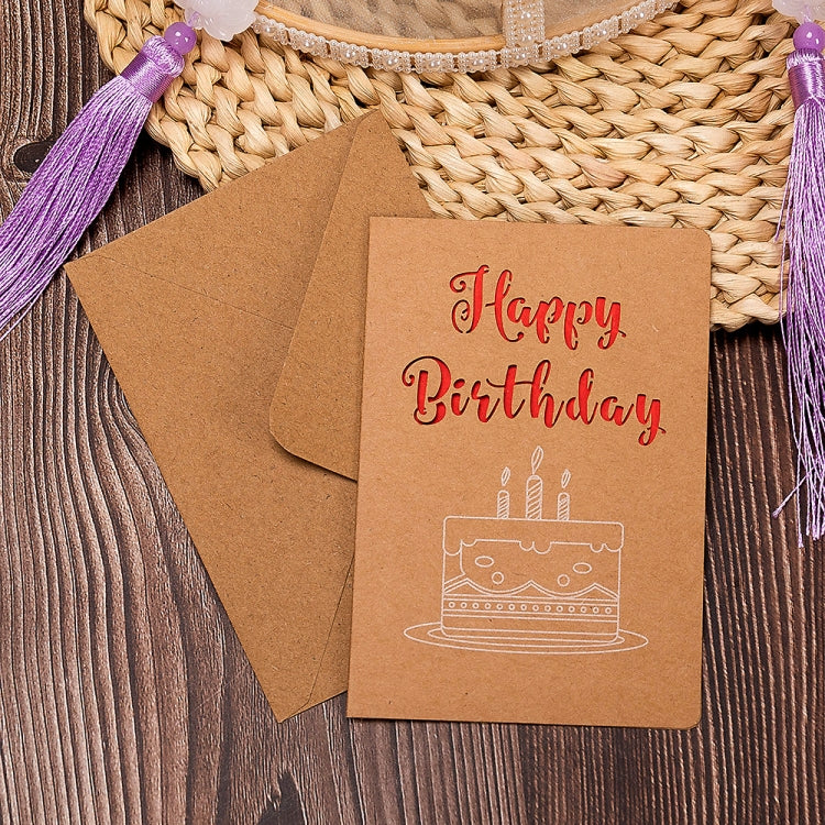 20 PCS Retro Hollow Kraft Blessing Card with Envelope
