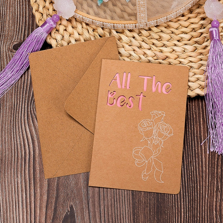 20 PCS Retro Hollow Kraft Blessing Card with Envelope