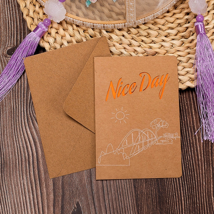 20 PCS Retro Hollow Kraft Blessing Card with Envelope