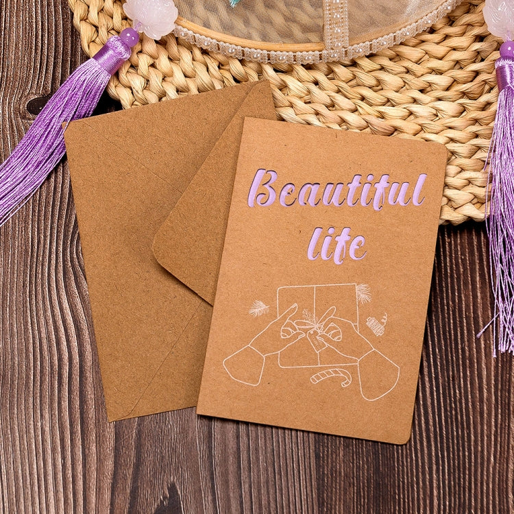 20 PCS Retro Hollow Kraft Blessing Card with Envelope
