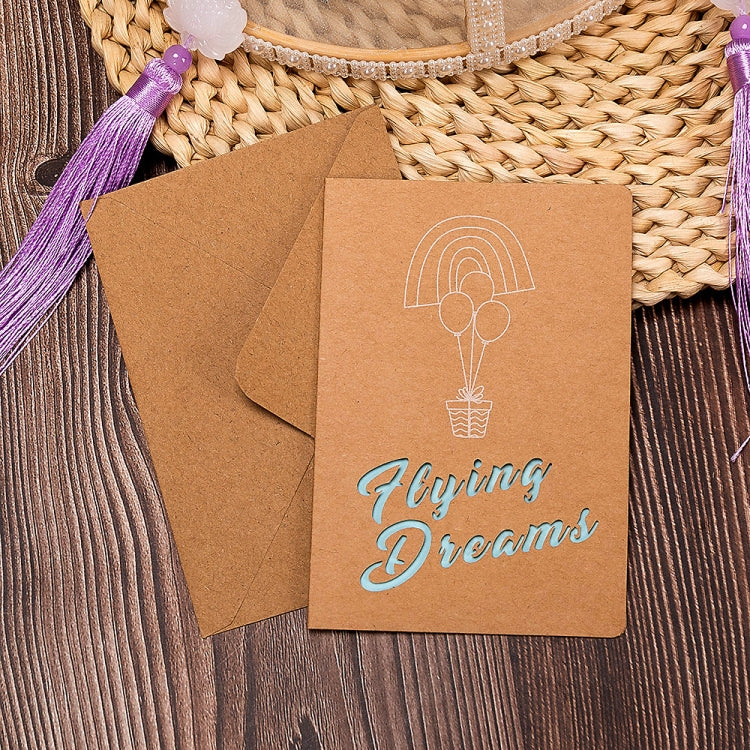 20 PCS Retro Hollow Kraft Blessing Card with Envelope