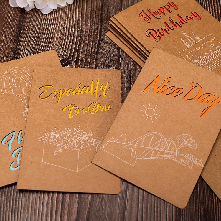 20 PCS Retro Hollow Kraft Blessing Card with Envelope