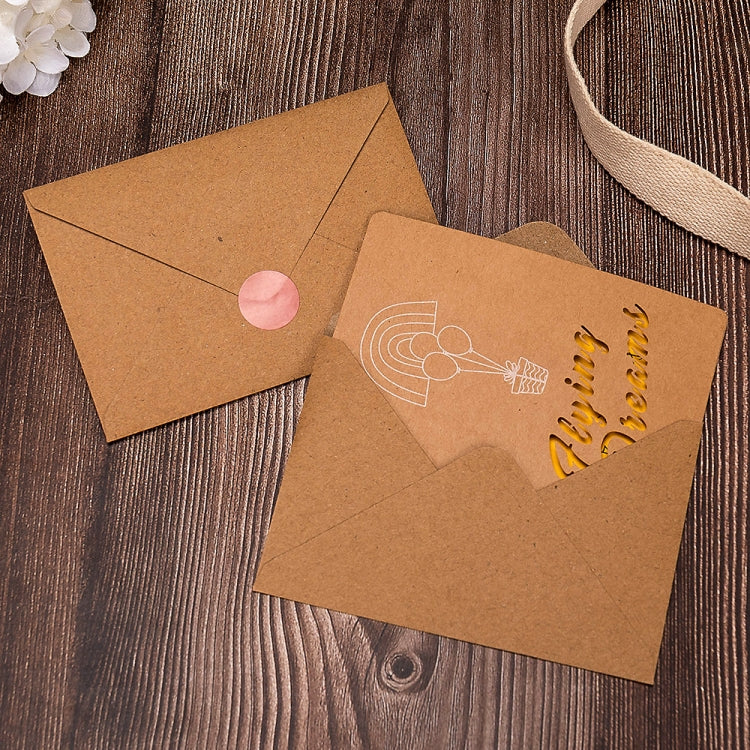 20 PCS Retro Hollow Kraft Blessing Card with Envelope
