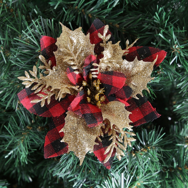 Gold Powder Plaid Christmas Flower Christmas Tree Decoration